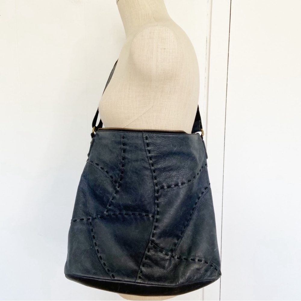 Lucky Brand Navy Blue Patchwork Leather Bag Crossbody Strap